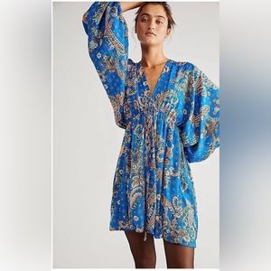 NWT Free People Womens Printed Arzel Mini Dress
Blue Size XL